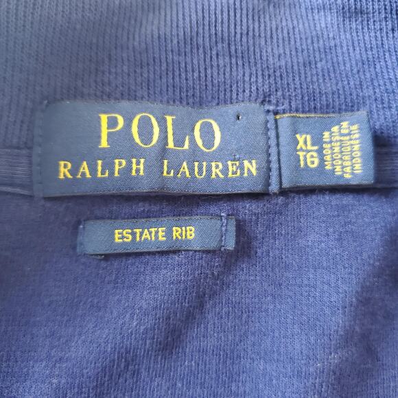 Polo Ralph Lauren Pullover Mens XL Blue Estate Rib Cotton Quarter Zip Sweater - Picture 2 of 8